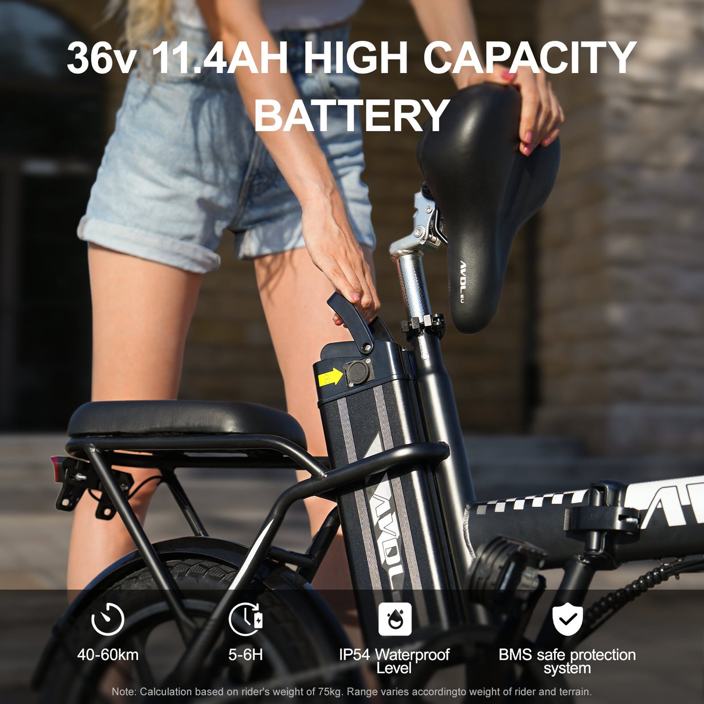 AVDLEU Foldable Electric Bike 16" - 250W-25km/h, 11.4Ah/36V Removable Battery, 40-70km (ASSIST Mode), Urban Bike - #AVDLEU#