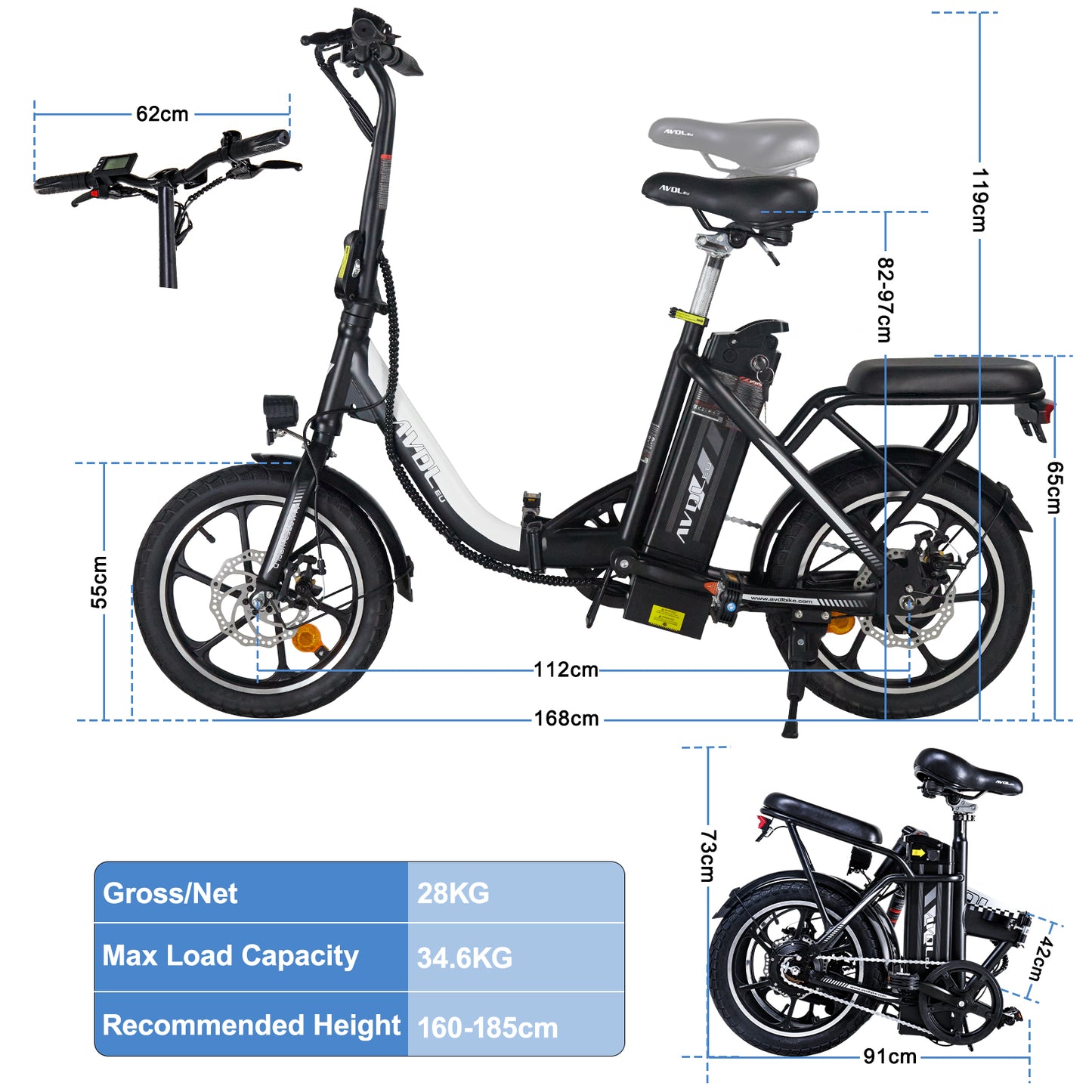 Foldable Electric Bike for Adults Urban Bikes Electric | AVDL A12