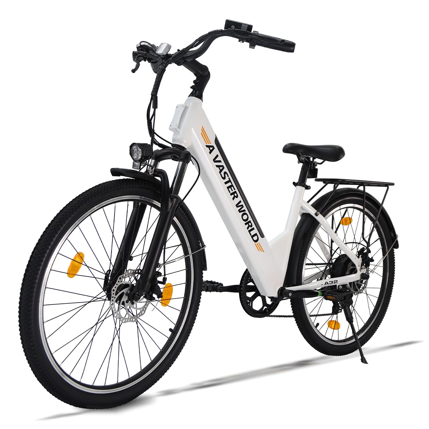 26" Electric Bike for Adults, Electric EBike with 7-Speed, Low-step-through Electric Bicycles ,Assisted up to 70km Ebike White | A32