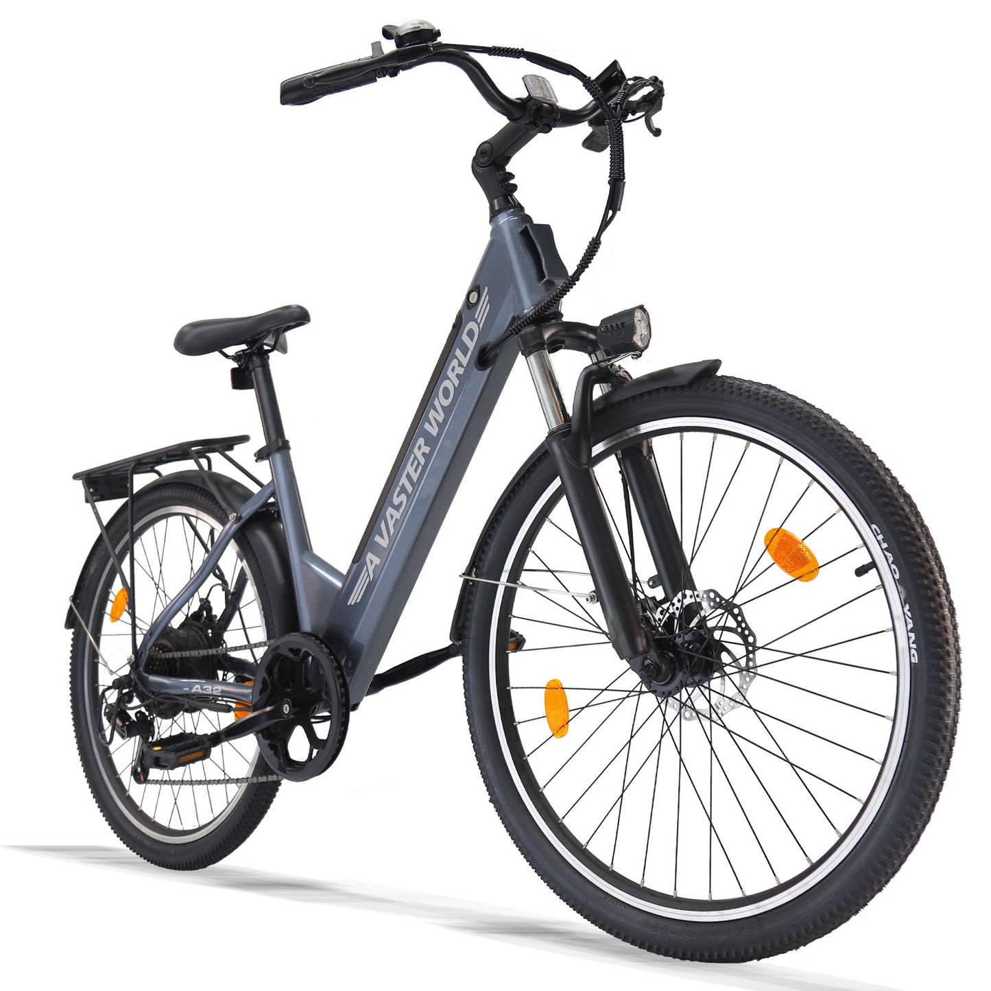 26" Electric Bike for Adults, Electric EBike with SHIMANO 7-Speed, Low-step-through Electric Bicycles ,Assisted up to 70km Grey| A32