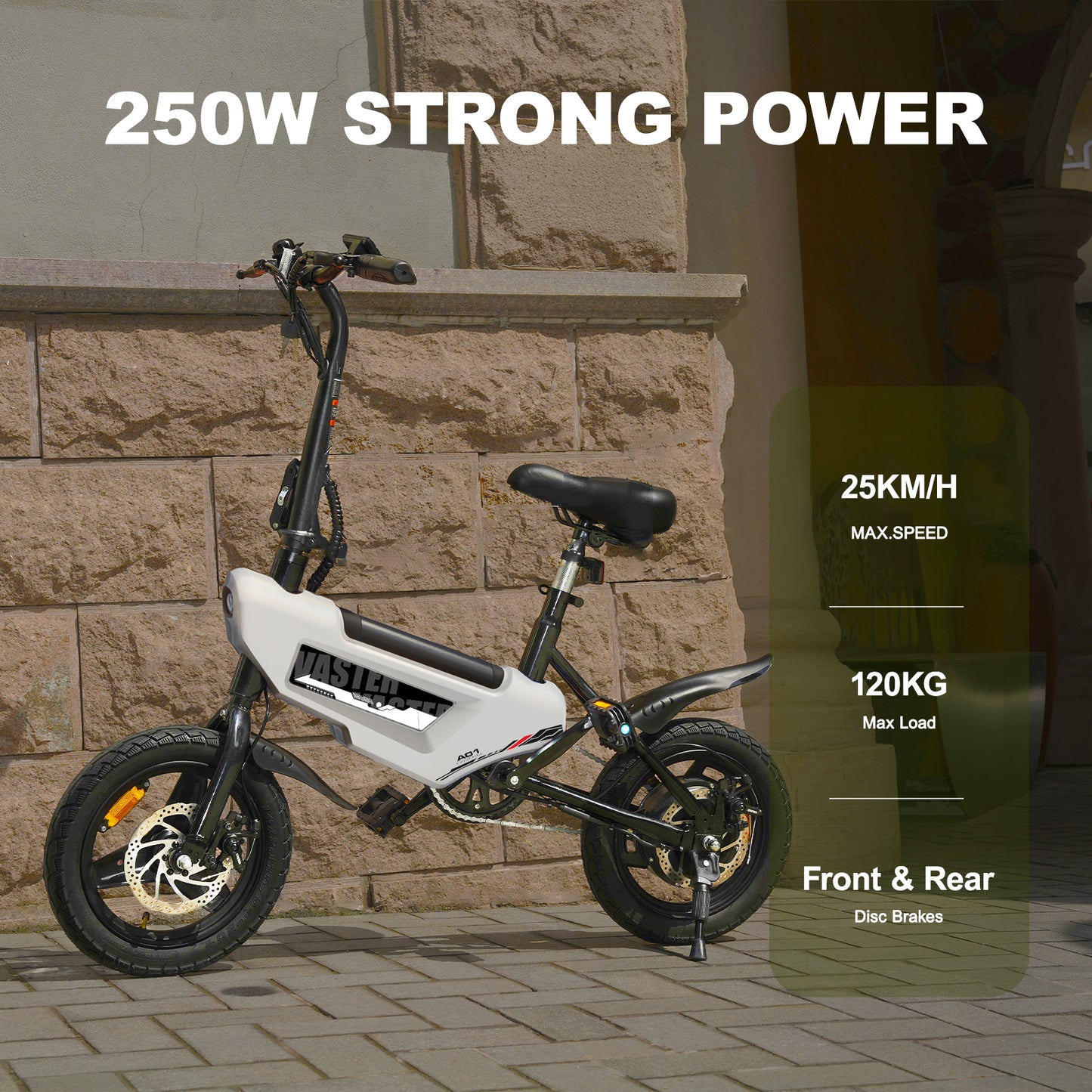 AVDL BIKE A01 Velo electrique E-Bike Biegsam 14" -250W-25km/h, 6,4Ah/36V Batterie fahrbar, 15-25km (Modus ASSIST), Velo Urbain Jugendliche/Erwachsene