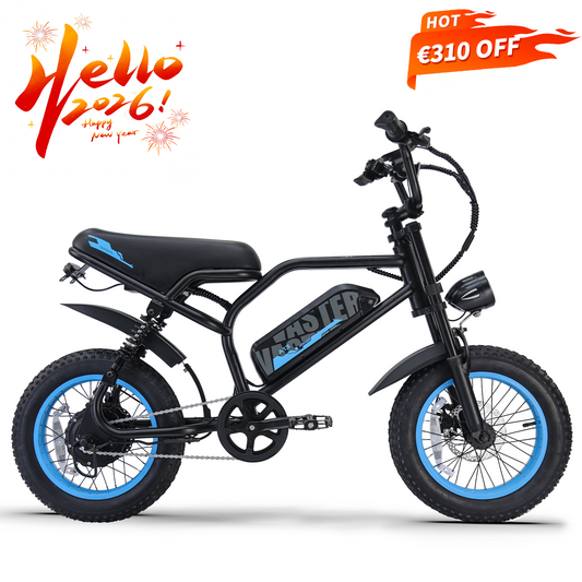 Electric Bike for Teenager 20 mph Ebike 20-45 Miles PAS Range, 460Wh Larger Battery, 16'' Fat Tire | A13 Blue