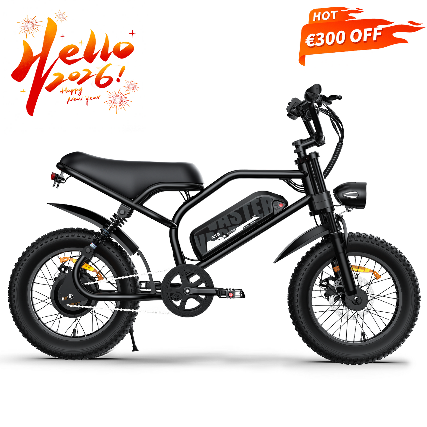 Electric Bike for Teenager 20 mph Ebike 20-45 Miles PAS Range, 460Wh Larger Battery, 16'' Fat Tire | A13 Blue