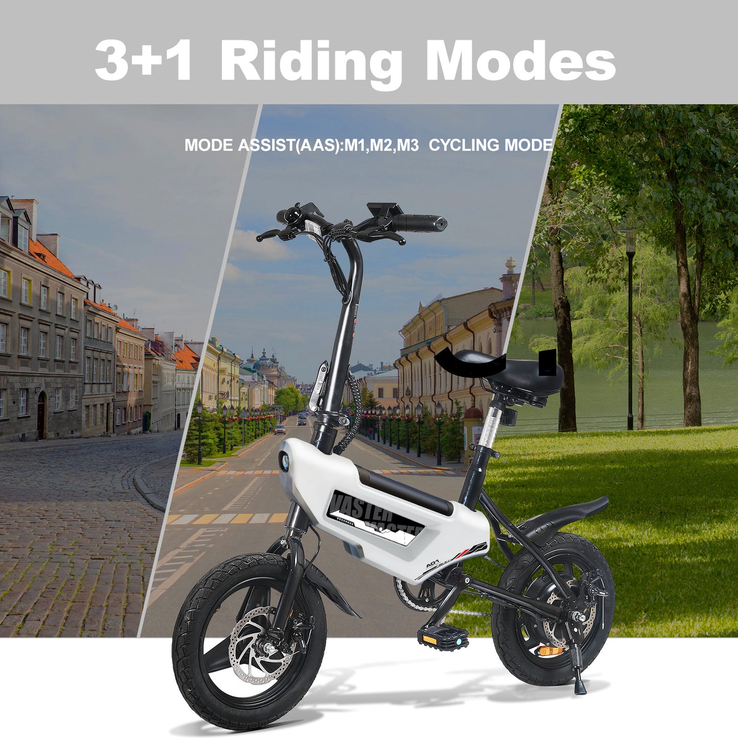 AVDL BIKE A01 Velo electrique E-Bike Biegsam 14" -250W-25km/h, 6,4Ah/36V Batterie fahrbar, 15-25km (Modus ASSIST), Velo Urbain Jugendliche/Erwachsene