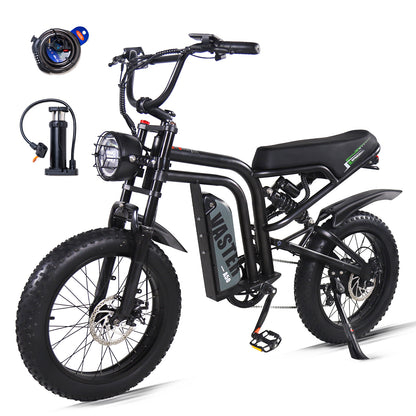 AVDL BIKE A50 Velo Electrique 20" - Fat Bike Tout Terrain - Moteur 250W-25km/h-Batterie 48V 14.25Ah - Autonomie 60-120km - Noir