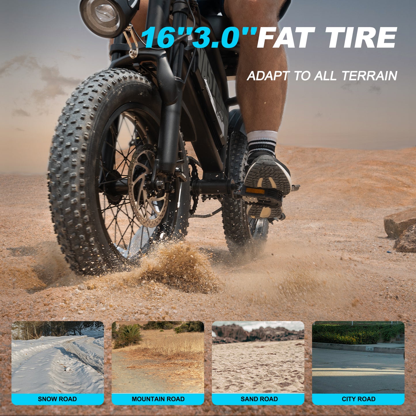 AVDL BIKE A13 Adult e-bike, 16-inch (about 40.6 cm) thick tire bike, wide seat 800W peak motor, removable battery, front fork suspension,20MPH, up to 35 miles (about 90.5 km) mountain bike, suitable for recreational riding and commuting