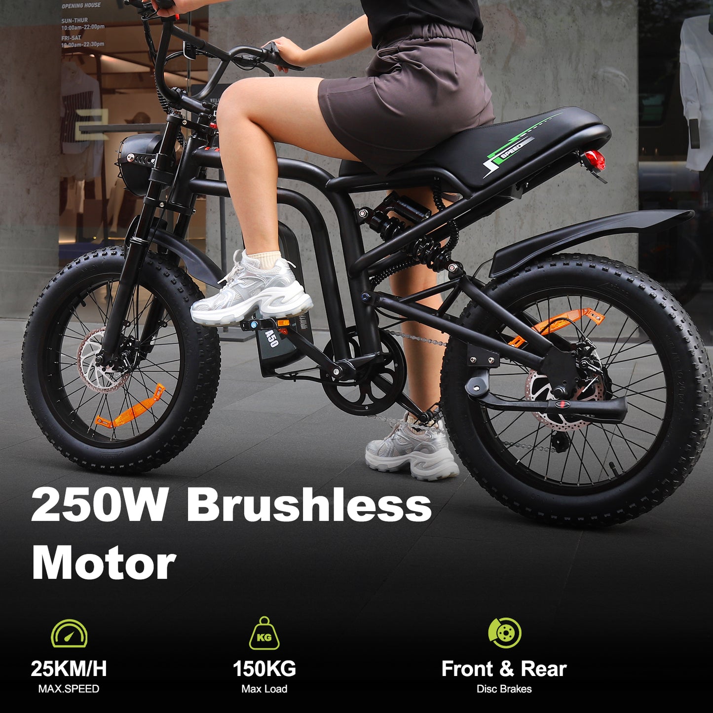 AVDL BIKE A50 Velo Electrique 20" - Fat Bike Tout Terrain - Moteur 250W-25km/h-Batterie 48V 14.25Ah - Autonomie 60-120km - Noir