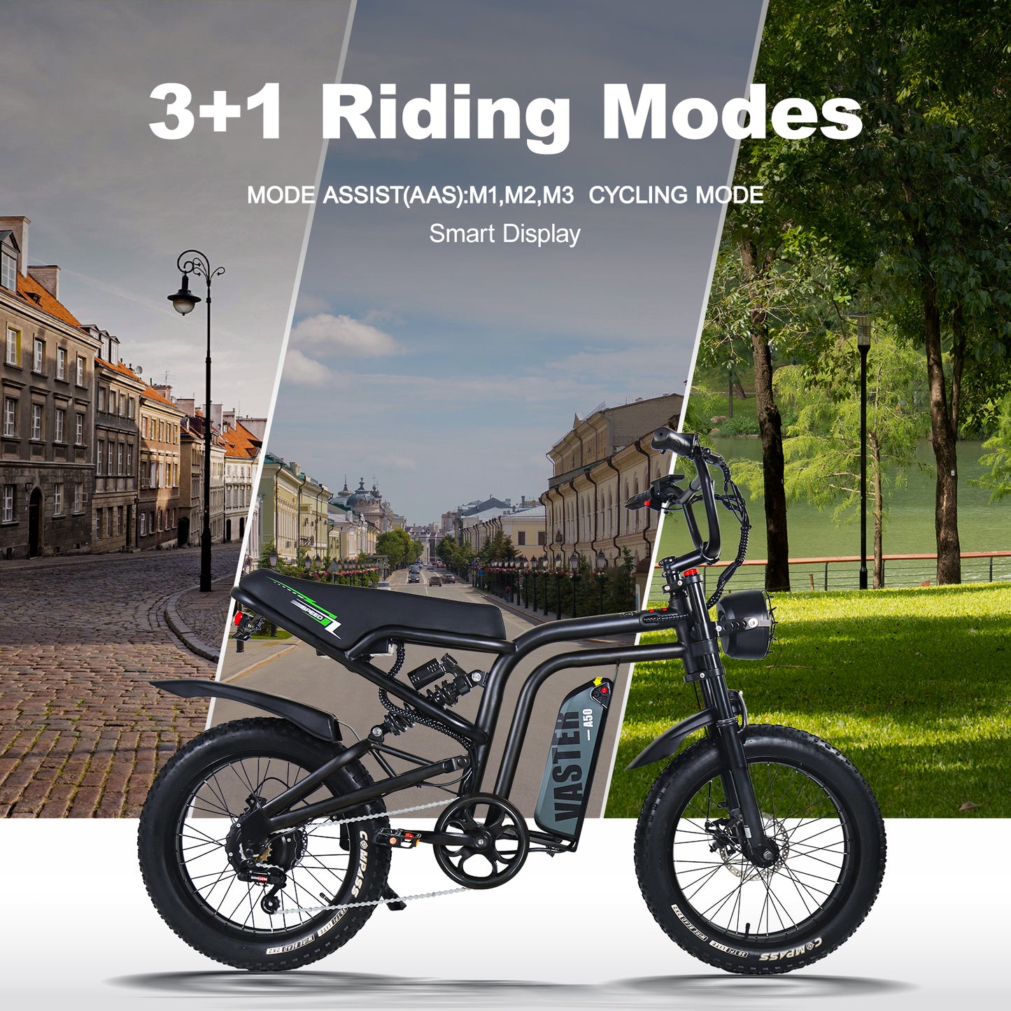 AVDL BIKE A50 Velo Electrique 20" - Fat Bike Tout Terrain - Moteur 250W-25km/h-Batterie 48V 14.25Ah - Autonomie 60-120km - Noir
