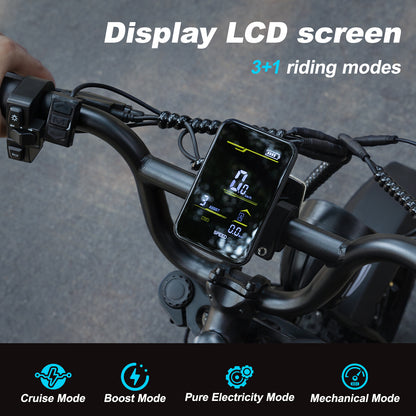 AVDL BIKE A13 Adult e-bike, 16-inch (about 40.6 cm) thick tire bike, wide seat 800W peak motor, removable battery, front fork suspension,20MPH, up to 35 miles (about 90.5 km) mountain bike, suitable for recreational riding and commuting
