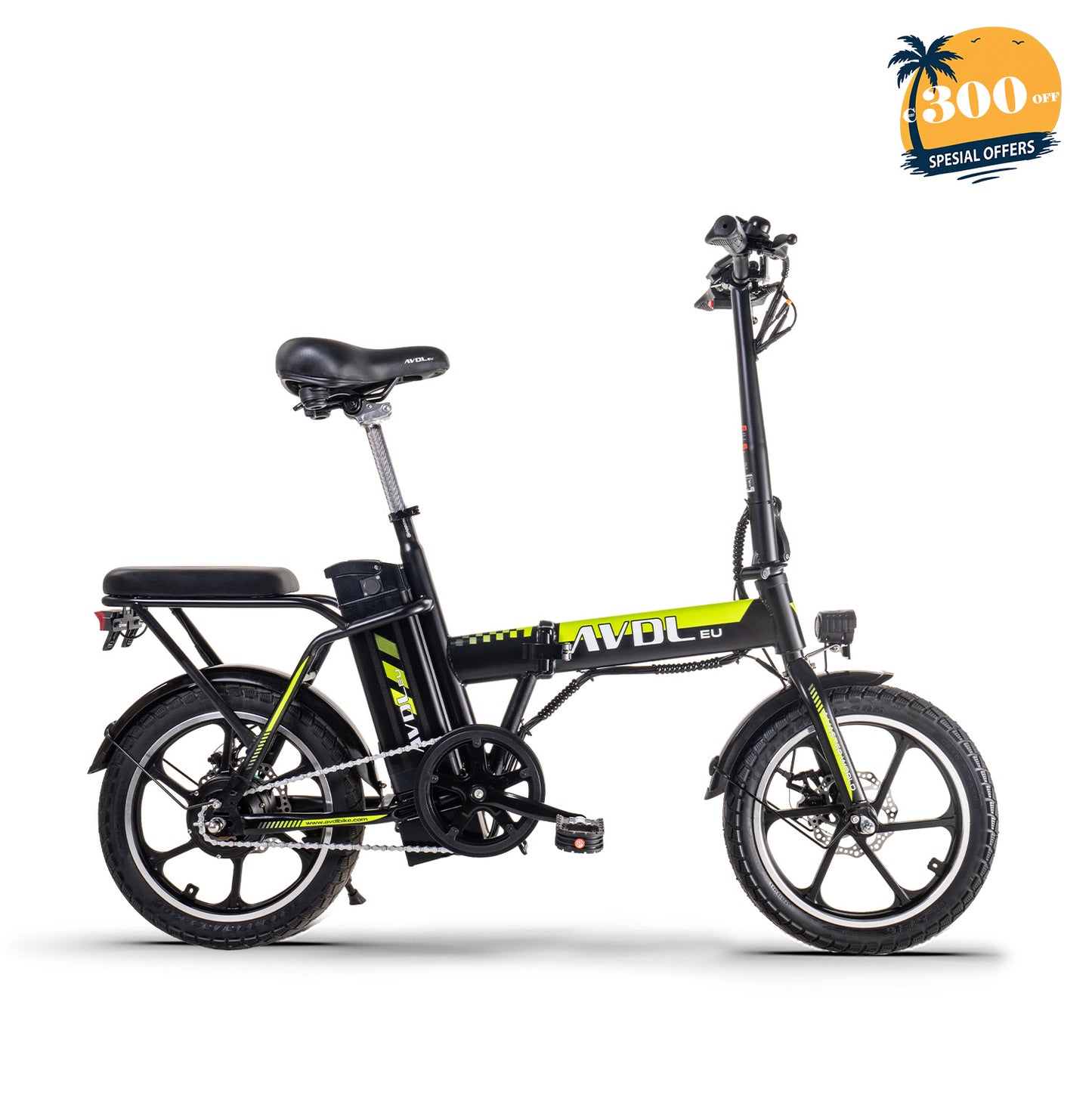 AVDLBIKE A10 16" Foldable Electric Bike (Green) – 250W, 36V 11.4Ah, 25 km/h