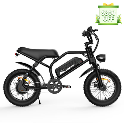 Electric Bike for Teenager 20 mph Ebike 20-45 Miles PAS Range, 460Wh Larger Battery, 16'' Fat Tire | A13 Blue