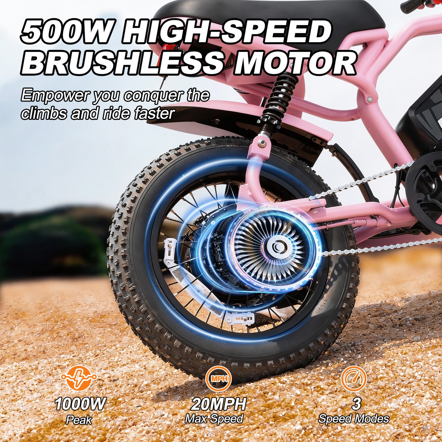 Electric Bike for Teenager 20 mph Ebike ,16'' Fat Tire Electric Bike, 20-45 Miles PAS Range, 36V12.8 Ah, 460Wh Larger Battery | A13 Pink