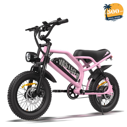 AVDLBIKE A13 Pink Teen Fat Tire Electric Bike – 250W, 36V 12.8Ah, 25 km/h