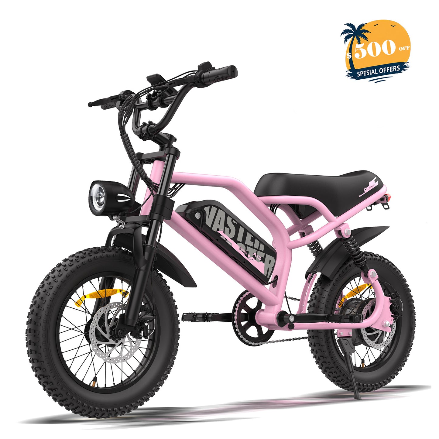 Electric Bike for Teenager 20 mph Ebike ,16'' Fat Tire Electric Bike, 20-45 Miles PAS Range, 36V12.8 Ah, 460Wh Larger Battery | A13 Pink