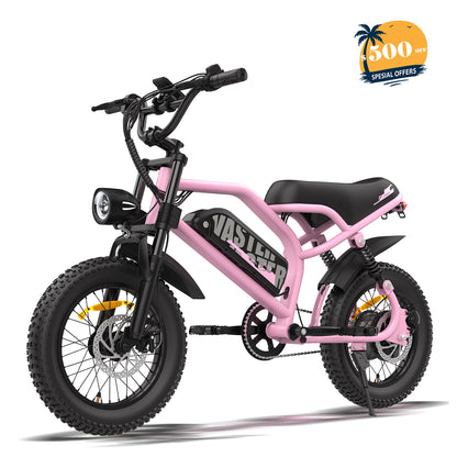 Electric Bike for Teenager 20 mph Ebike ,16'' Fat Tire Electric Bike, 20-45 Miles PAS Range, 36V12.8 Ah, 460Wh Larger Battery | A13 Pink