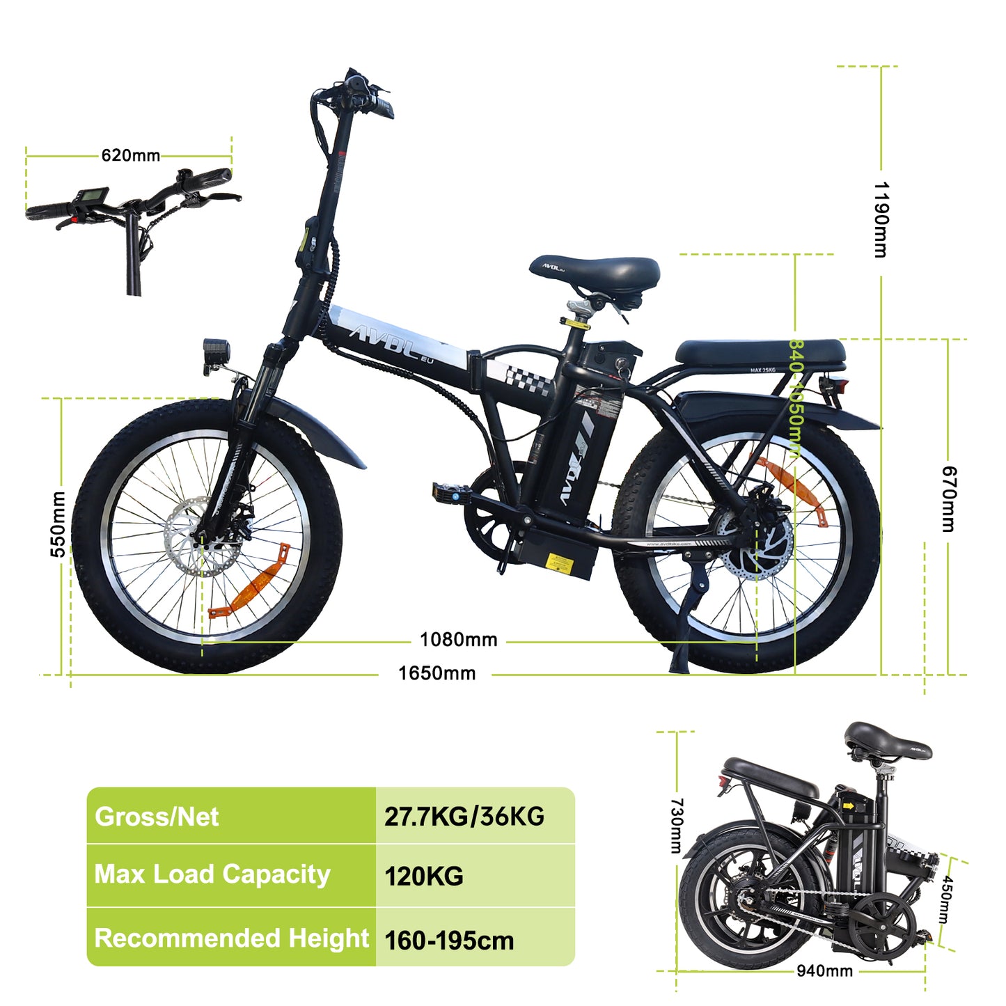 20-Zoll-Elektrofahrrad für Erwachsene, Elektro-E-Bike mit Shimano 7-Gang-Elektrofahrrädern, unterstützter Modus bis zu 40–70 km E-Bike | A20