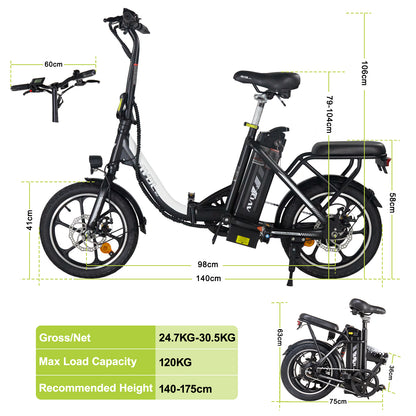 Faltbares E-Bike für Erwachsene Elektrische Urban Bikes 20 Zoll Reifen Elektrofahrrad | AVDL A20