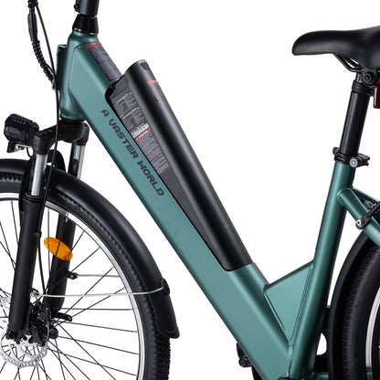26" Electric Bike for Adults, Electric Ebike with SHIMANO 7-Speed, Low-step-through Electric Bicycles ,Assisted up to 70km Green | A32