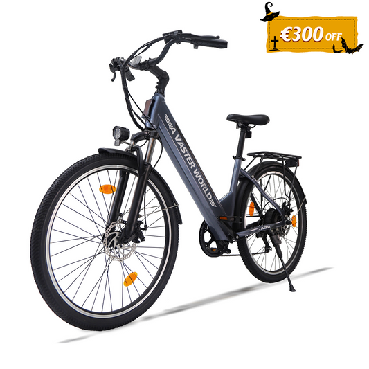 26" Electric Bike for Adults, Electric EBike with SHIMANO 7-Speed, Low-step-through Electric Bicycles ,Assisted up to 70km Grey| A32