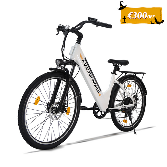 26" Electric Bike for Adults, Electric EBike with 7-Speed, Low-step-through Electric Bicycles ,Assisted up to 70km Ebike White | A32