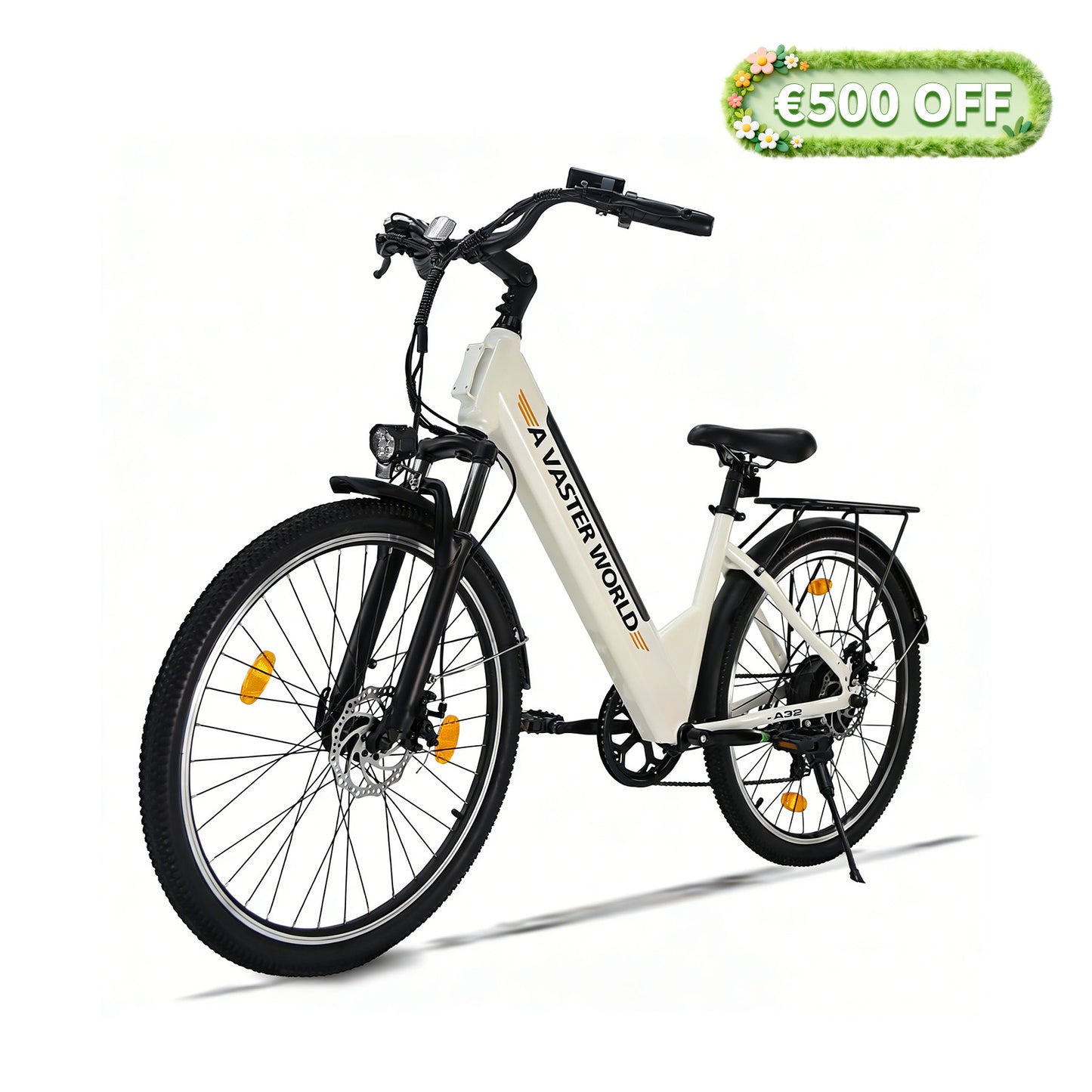 26" Electric Bike for Adults, Electric EBike with SHIMANO 7-Speed, Low-step-through Electric Bicycles ,Assisted up to 70km Grey| A32