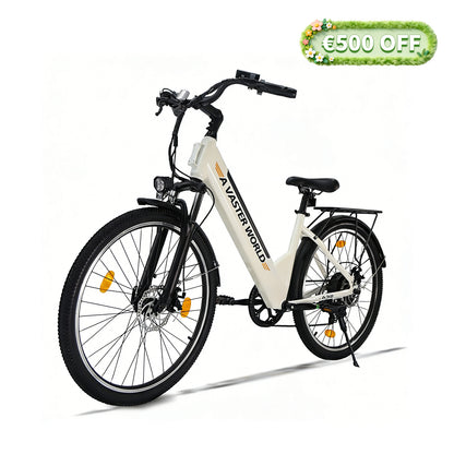 26" Electric Bike for Adults, Electric EBike with SHIMANO 7-Speed, Low-step-through Electric Bicycles ,Assisted up to 70km Grey| A32