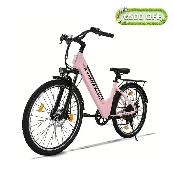 Ebike for Adult 26 Inch City Bike, 250W Motor, 48V 499 Wh Battery ,60-70 Km PAS Reichweite, 7 Gang Schaltung | A32 Pink
