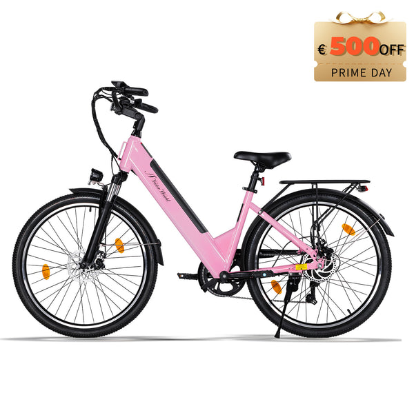 AVDLBIKE A32 Pink 26" City Electric Bike for Women – 250W, Shimano 7-Speed, 60–70 km