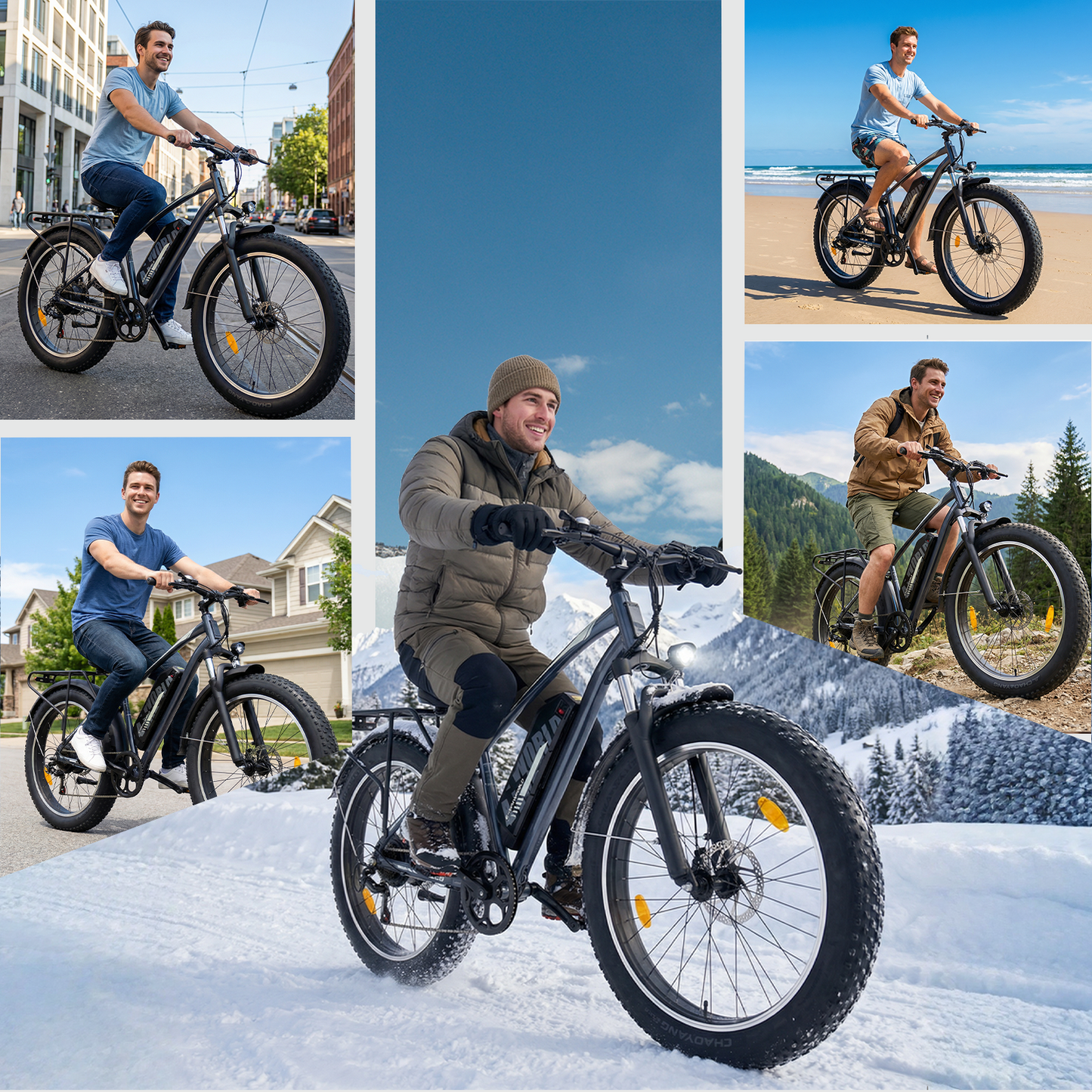Adults Electric Bike with 26”x4“Fat Tire, 250W Motor Max. 25km/h ,48V 15.6Ah Battery Up to 70KM, | A35 Grey