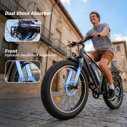 Adults Electric Bike with 26”x4“Fat Tire, 250W Motor Max. 25km/h ,48V 15.6Ah Battery Up to 70KM, | A35 Grey