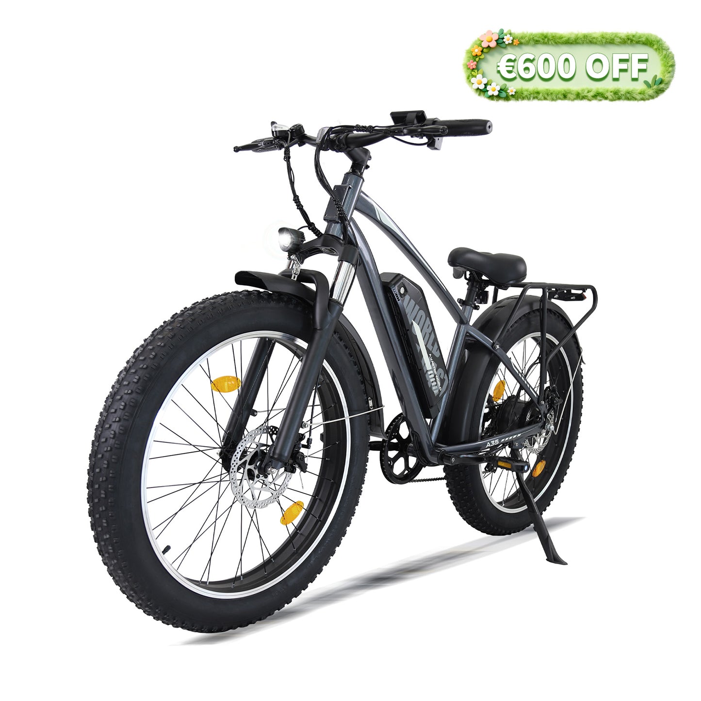 Mountain Bike for Adults , 26”x4“Fat Tire, 48V 15.6Ah Battery Up to 70KM, 250W Motor Max. 25km/h | A35 Black