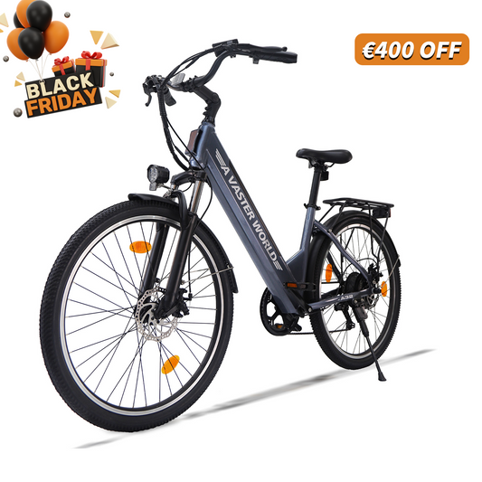 26" Electric Bike for Adults, Electric EBike with SHIMANO 7-Speed, Low-step-through Electric Bicycles ,Assisted up to 70km Grey| A32