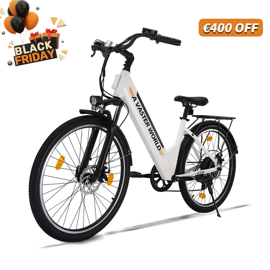 26" Electric Bike for Adults, Electric EBike with 7-Speed, Low-step-through Electric Bicycles ,Assisted up to 70km Ebike White | A32