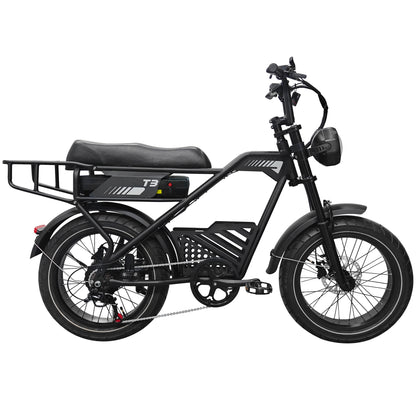 Electric Bike for Adults, 20" x 4.0" Fat Tire 250W , Top Speed 25km/h Commuting Ebike with Shimano 7-speed | T3 Black