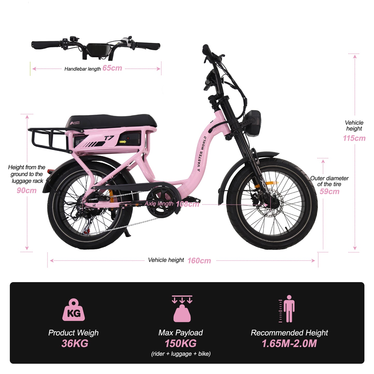 AVDLBIKE T7 Electric Bike | 20" x 4" Fat Tire | 250W | 48V 18Ah | 70KM Range | 25 km/h