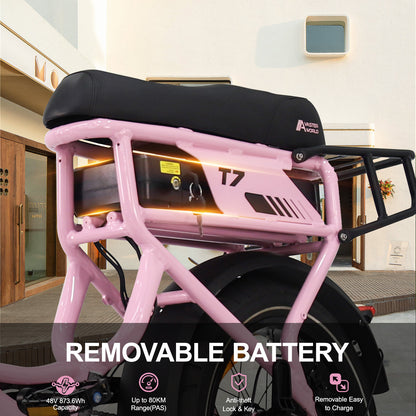AVDLBIKE T7 Electric Bike | 20" x 4" Fat Tire | 250W | 48V 18Ah | 70KM Range | 25 km/h