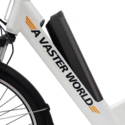 26" Electric Bike for Adults, Electric EBike with 7-Speed, Low-step-through Electric Bicycles ,Assisted up to 70km Ebike White | A32