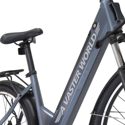 26" Electric Bike for Adults, Electric EBike with SHIMANO 7-Speed, Low-step-through Electric Bicycles ,Assisted up to 70km Grey| A32