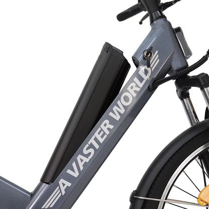 26" Electric Bike for Adults, Electric EBike with SHIMANO 7-Speed, Low-step-through Electric Bicycles ,Assisted up to 70km Grey| A32