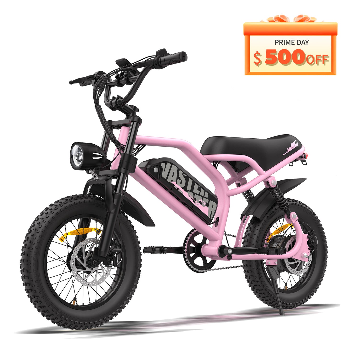 Electric Bike for Teenager 20 mph Ebike ,16'' Fat Tire Electric Bike, 20-45 Miles PAS Range, 36V12.8 Ah, 460Wh Larger Battery | A13 Pink